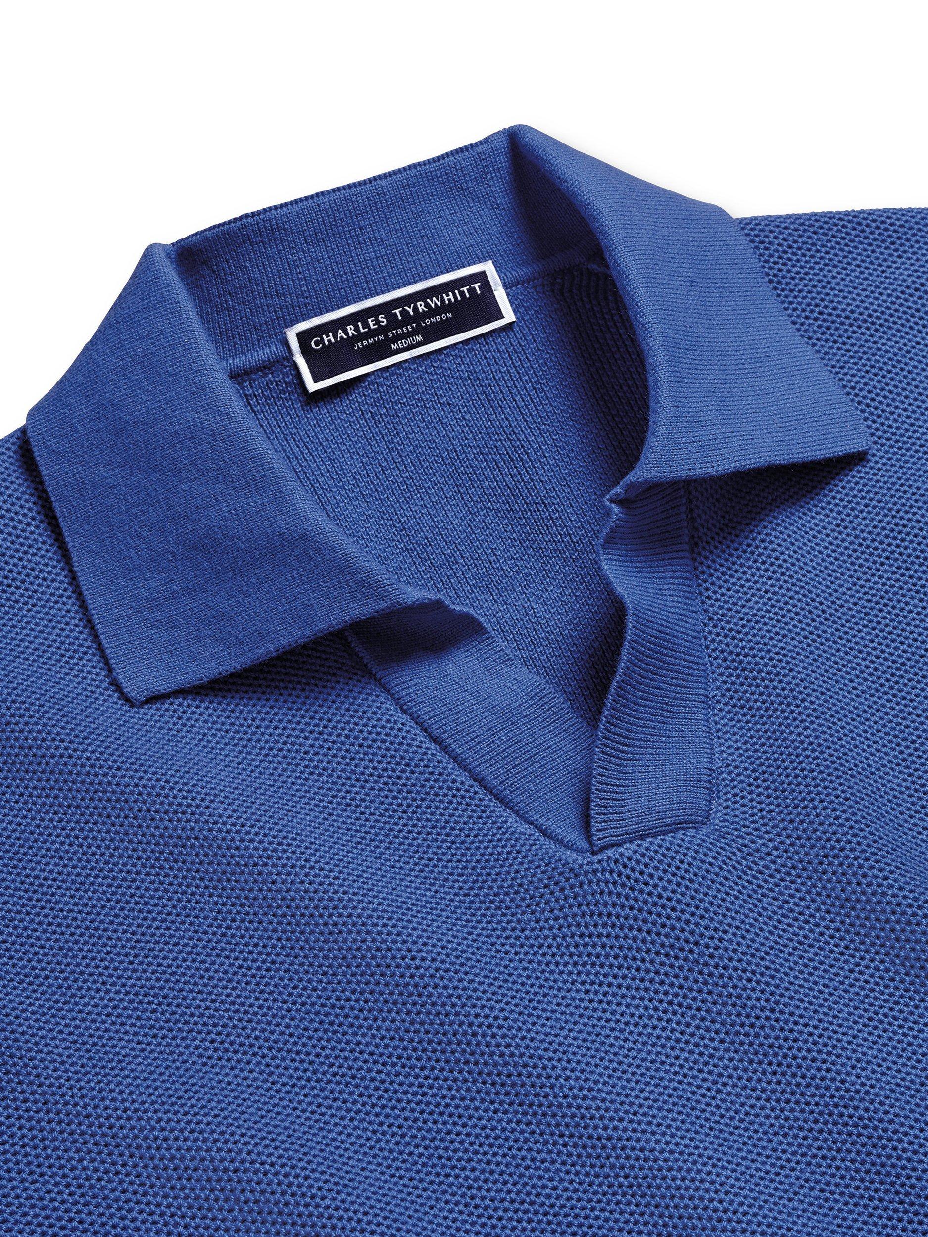 Charles Tyrwhitt Honeycomb Knit Trophy Neck Jumper, Blue