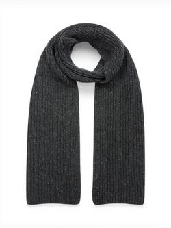 Celtic & Co. Rib Stitch Wool Rich Scarf, Charcoal, Charcoal