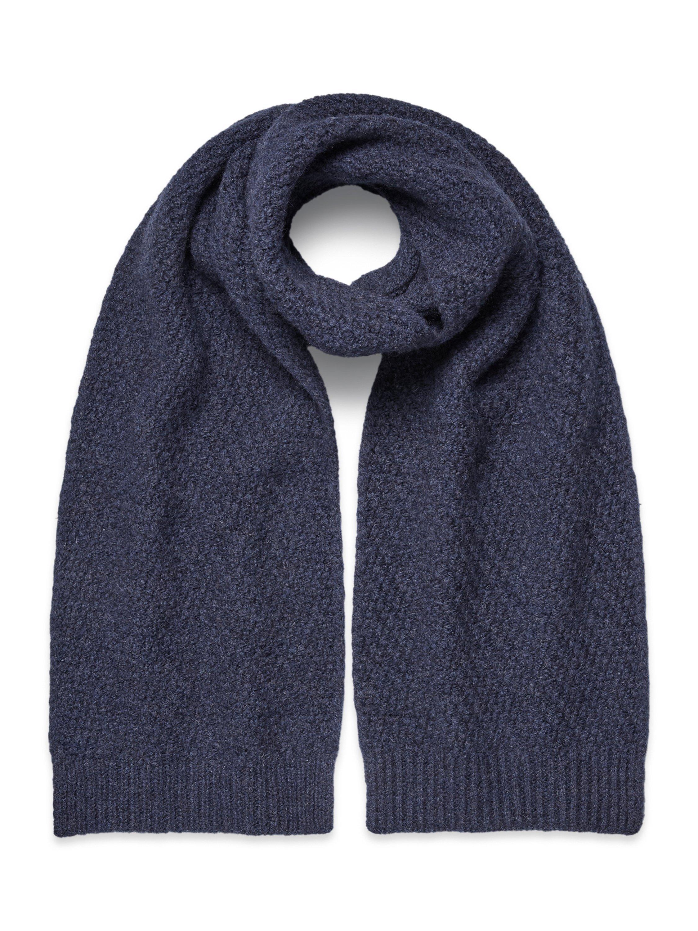 Product image 1 of 4, which shows Celtic & Co. Gansey Stitch Pure Wool Scarf, Navy, One Size