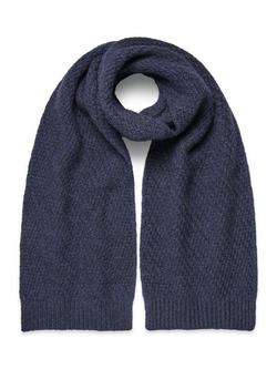 Celtic & Co. Gansey Stitch Pure Wool Scarf, Navy, Navy