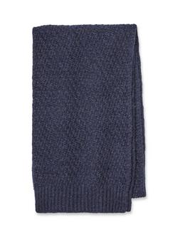 Celtic & Co. Gansey Stitch Pure Wool Scarf, Navy - view 2, Navy