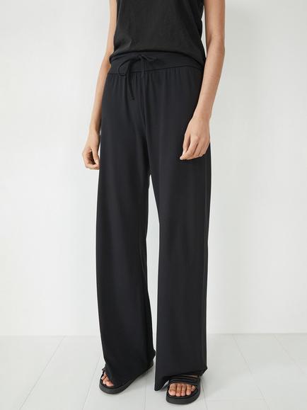 HUSH Amie Wide Leg Joggers, Black, Black