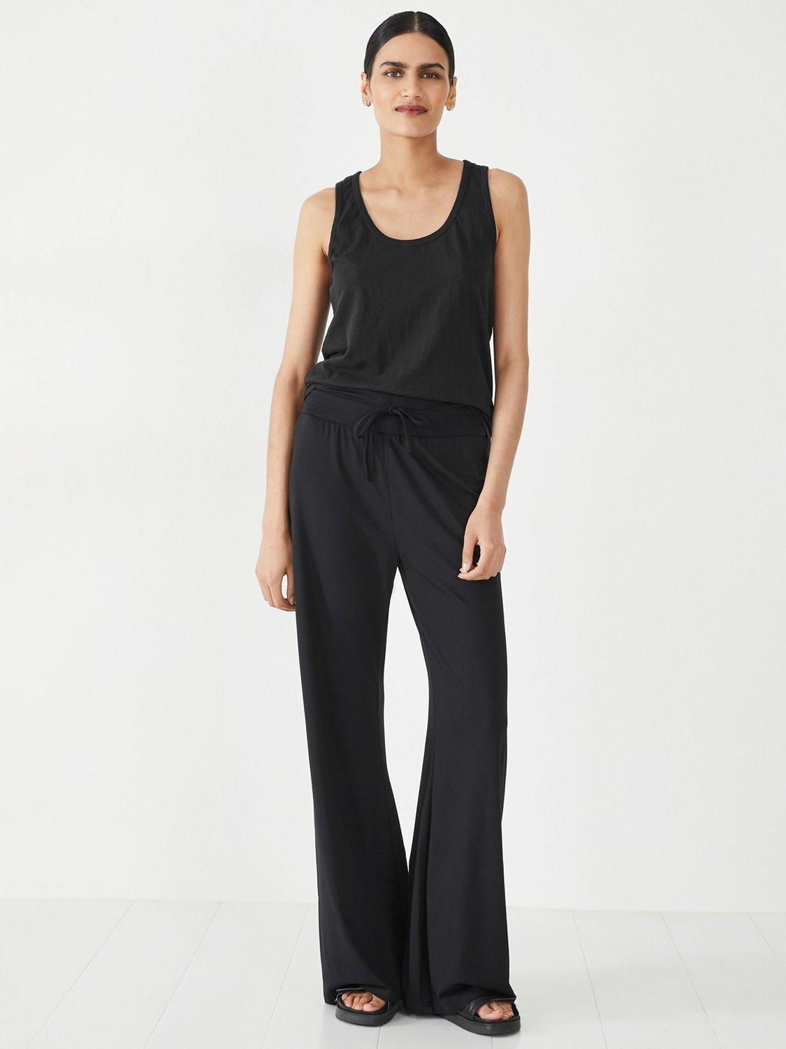Product image 2 of 4, which shows HUSH Amie Wide Leg Joggers, Black, L-XL
