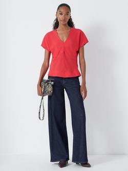 HUSH Grace V Neck Top, Bright Red, Bright Red