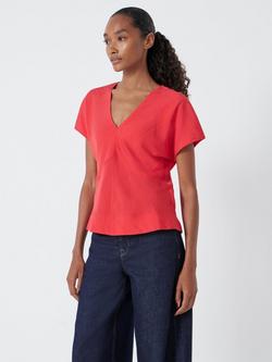 HUSH Grace V Neck Top, Bright Red - view 2, Bright Red