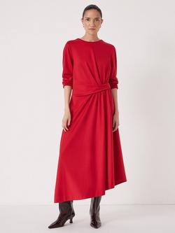 HUSH Asymmetric Hem Jersey Dress, Scarlet Red, Scarlet Red