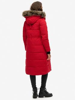 Superdry Everest Longline Puffer Coat, Deep Red - view 2, Deep Red