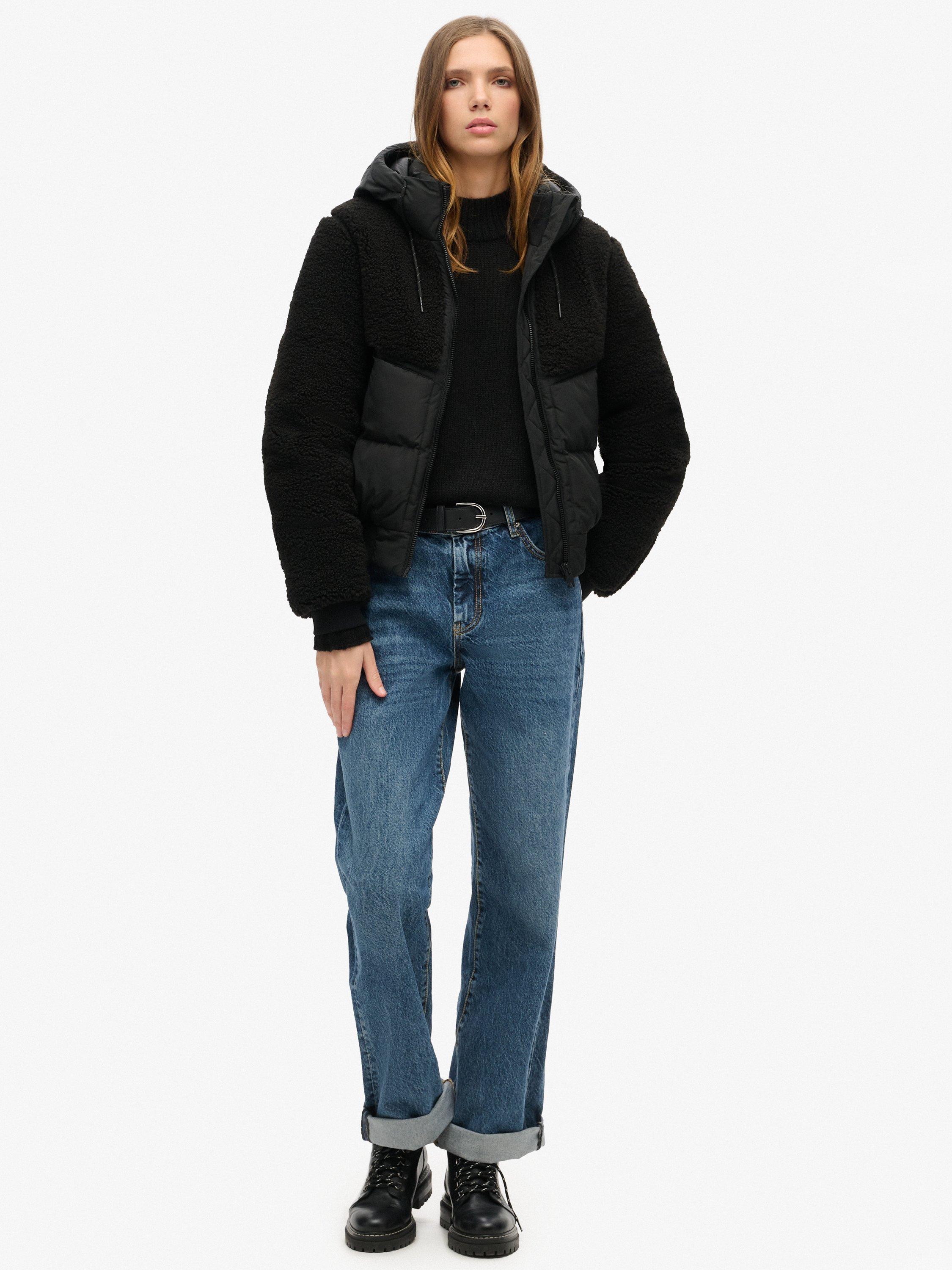 Product image 3 of 6, which shows Superdry Everest Bomber Hybrid Jacket, Black/Black, 10