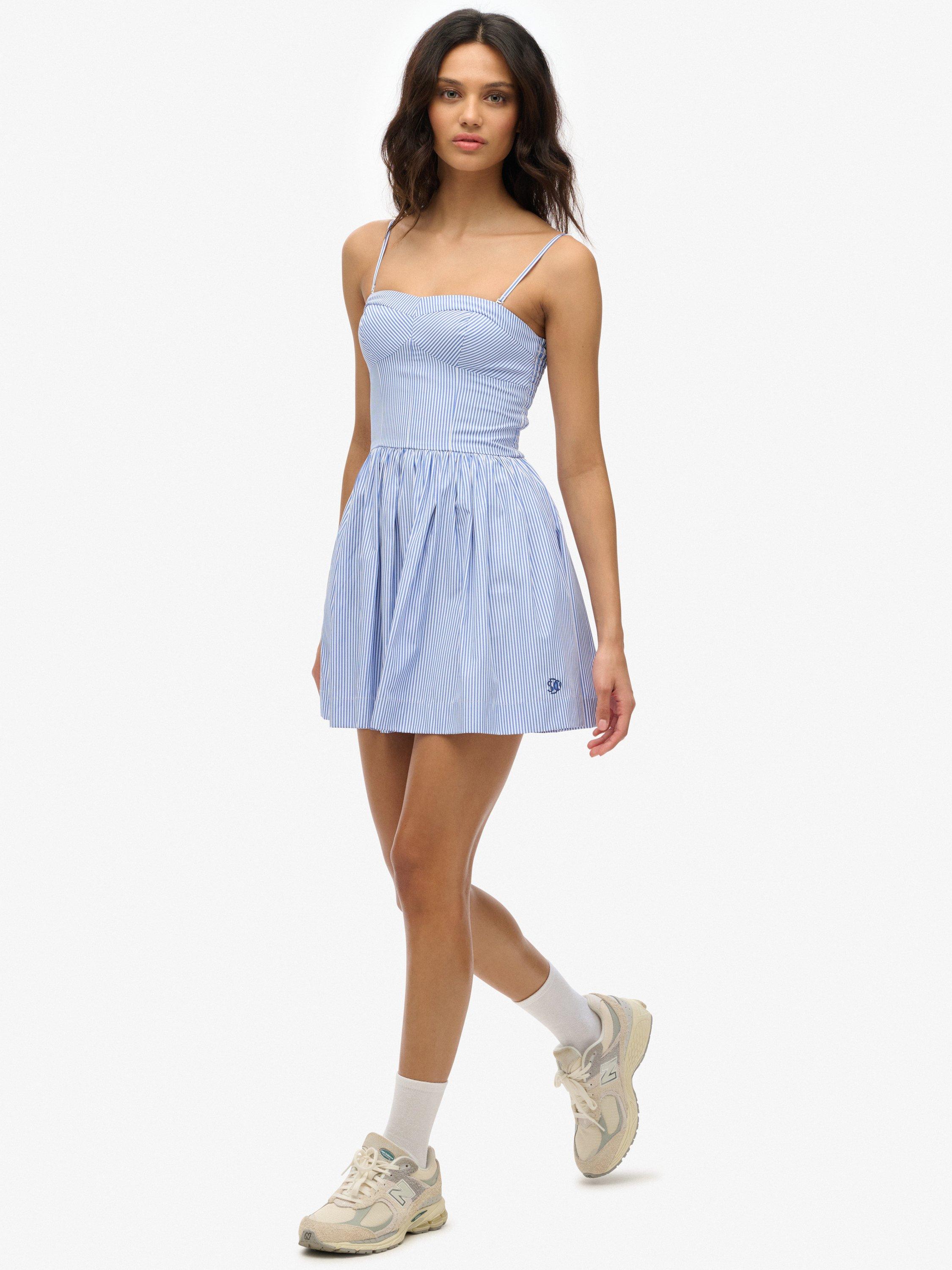 Product image 3 of 6, which shows Superdry Corset Cami Mini Dress, Blue, 10