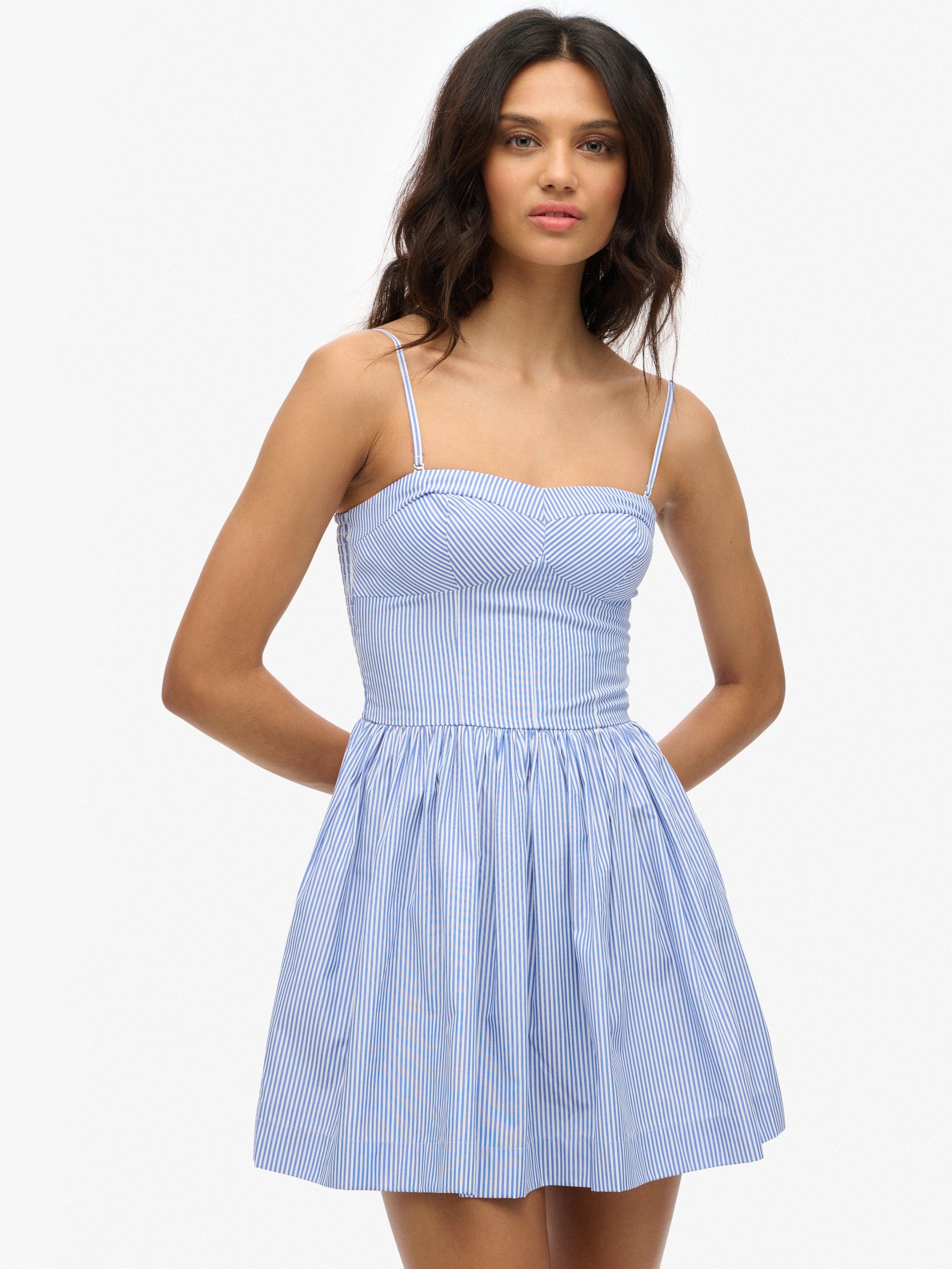 Product image 5 of 6, which shows Superdry Corset Cami Mini Dress, Blue, 10