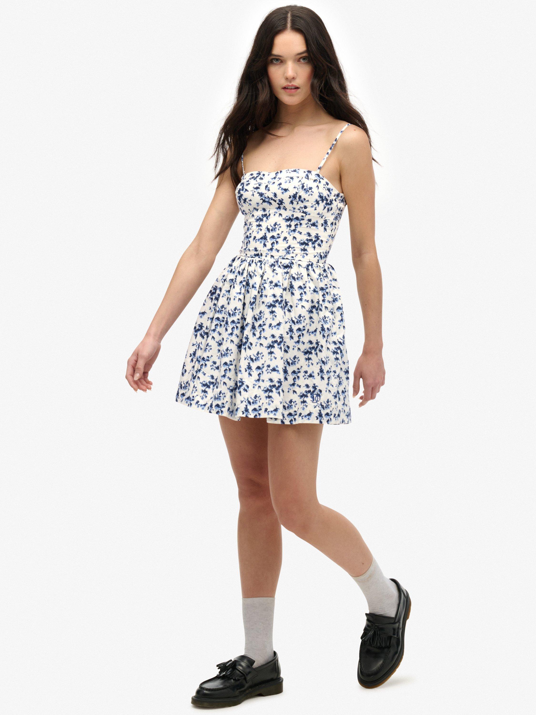 Product image 4 of 6, which shows Superdry Corset Cami Mini Dress, Navy, 6