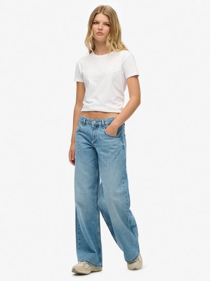 Superdry Cult Mid Rise Baggy Jeans, Light Blue Vintage, Light Blue Vintage