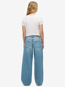 Superdry Cult Mid Rise Baggy Jeans, Light Blue Vintage - view 2, Light Blue Vintage