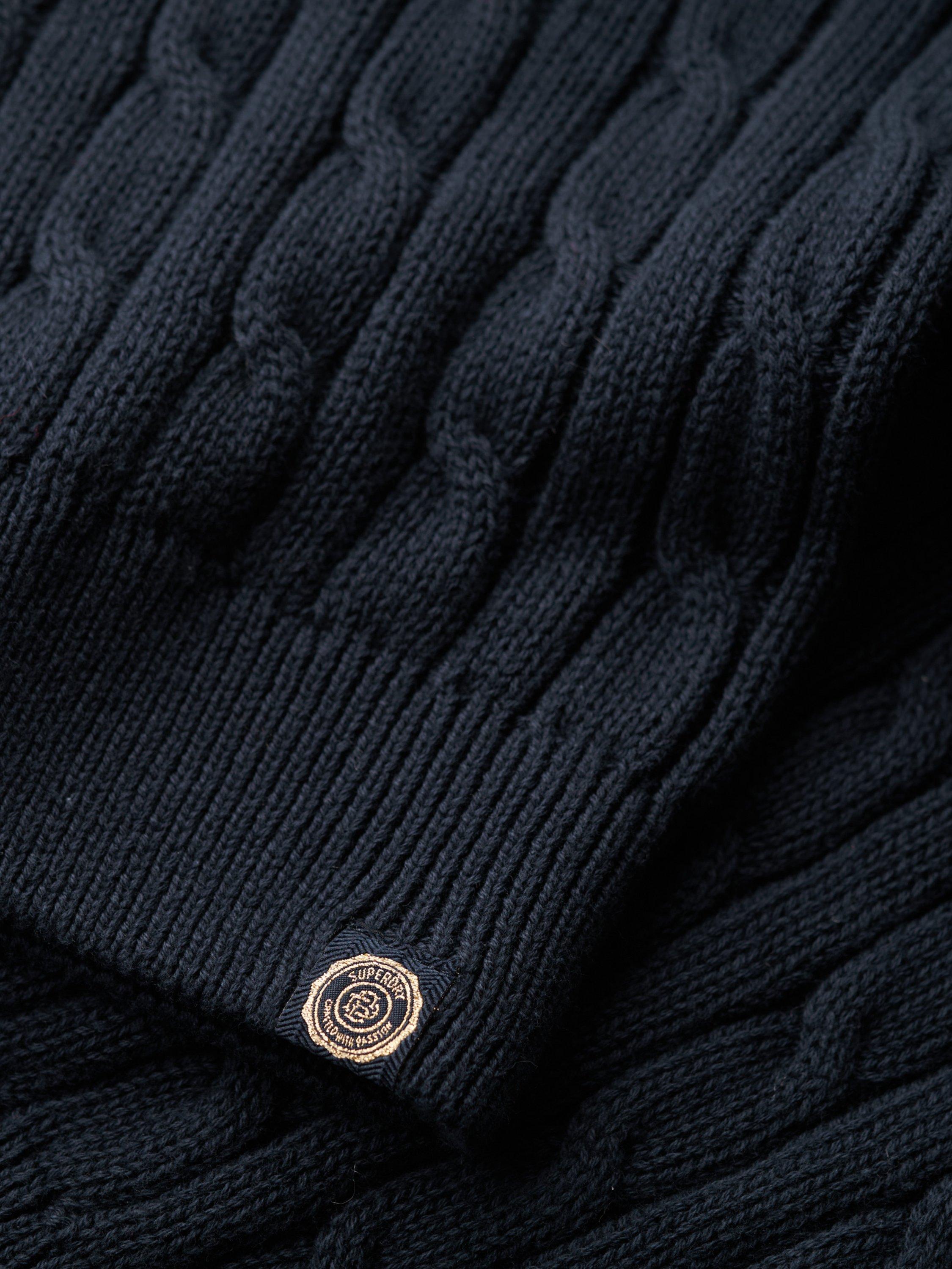 Product image 5 of 5, which shows Superdry Oversized V-Neck Cable Knit Jumper, Eclipse Navy, 10-12