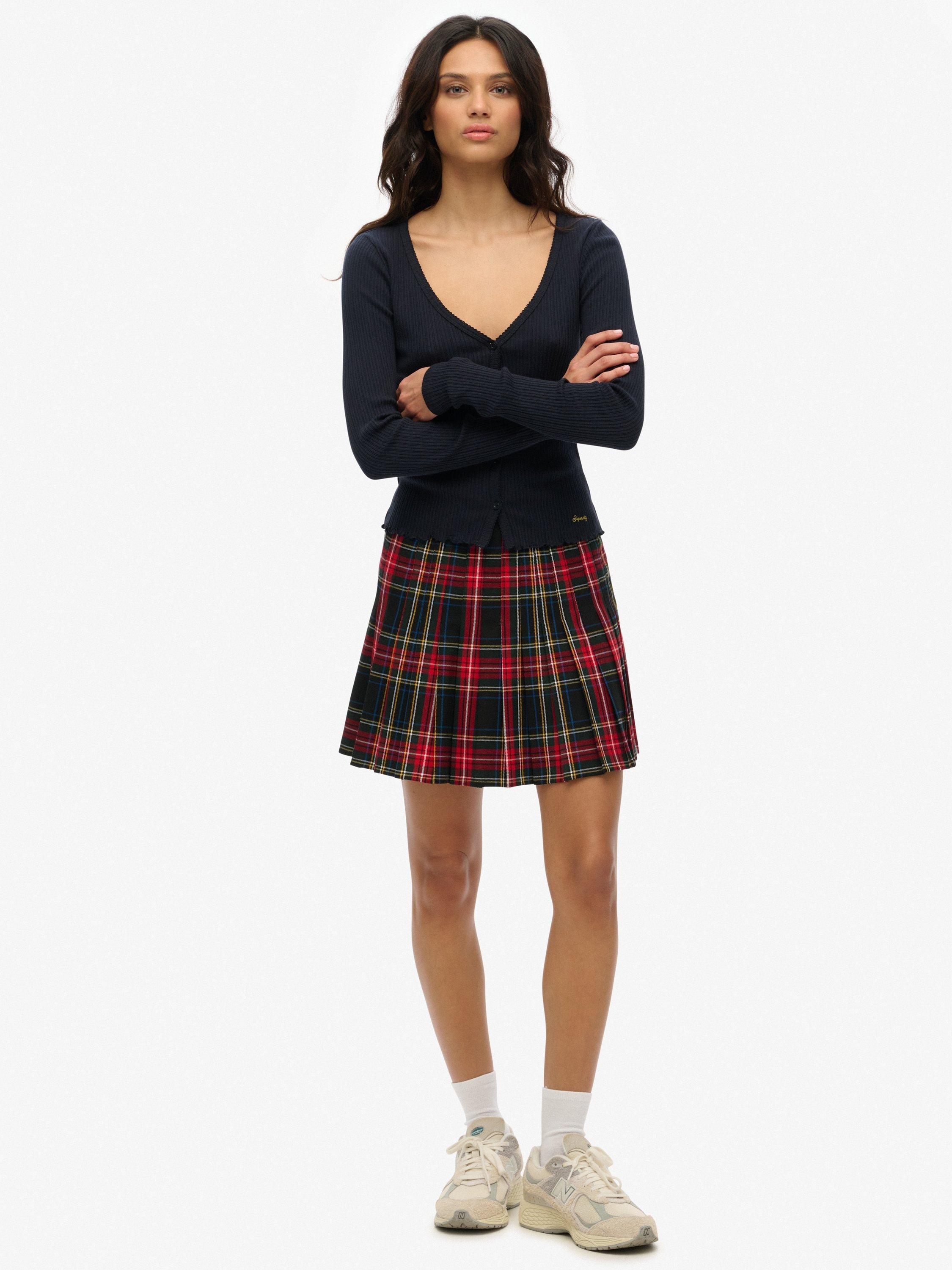 Product image 1 of 6, which shows Superdry Check Mini Skirt, Navy, 6