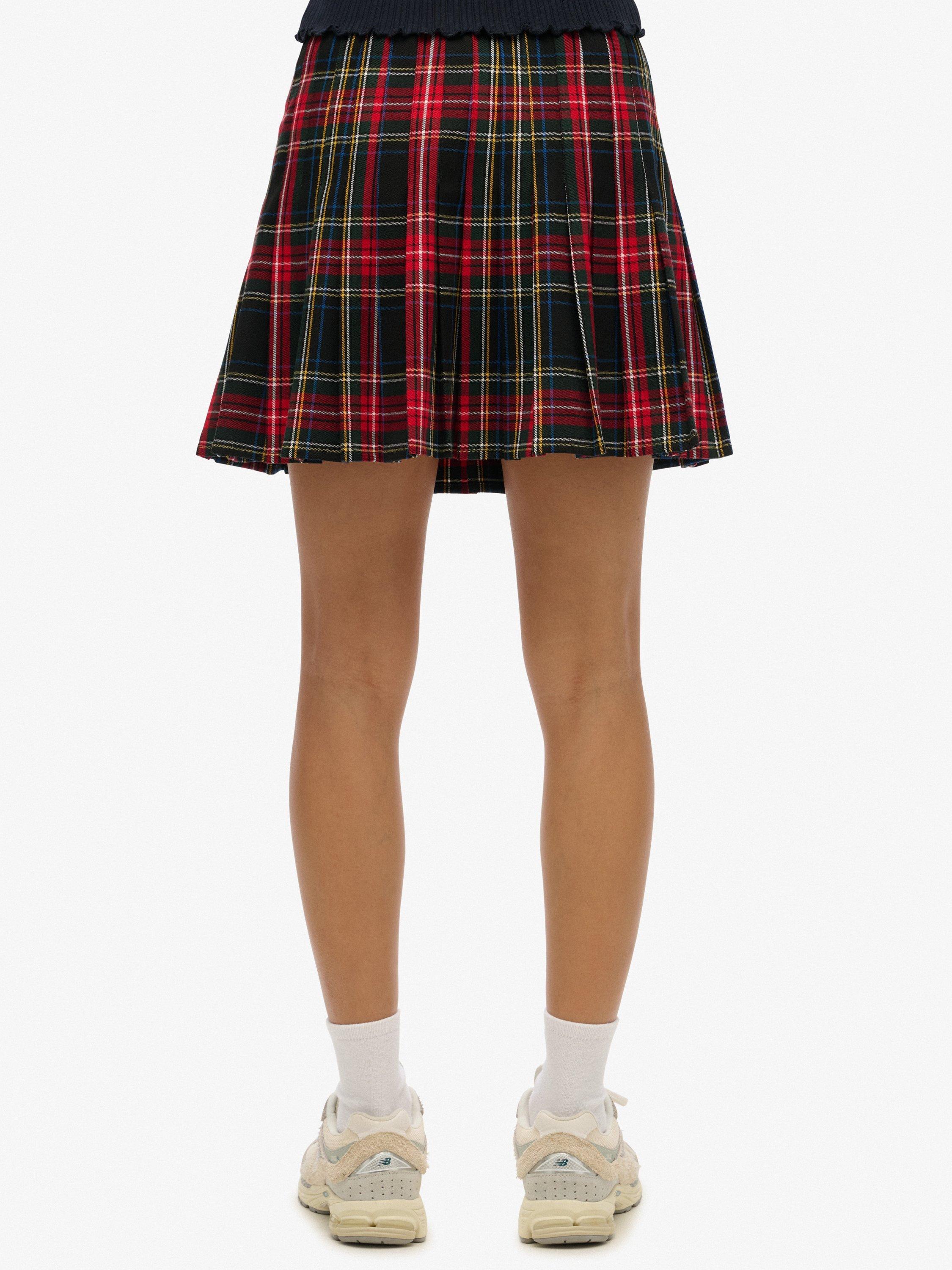 Product image 4 of 6, which shows Superdry Check Mini Skirt, Navy, 6