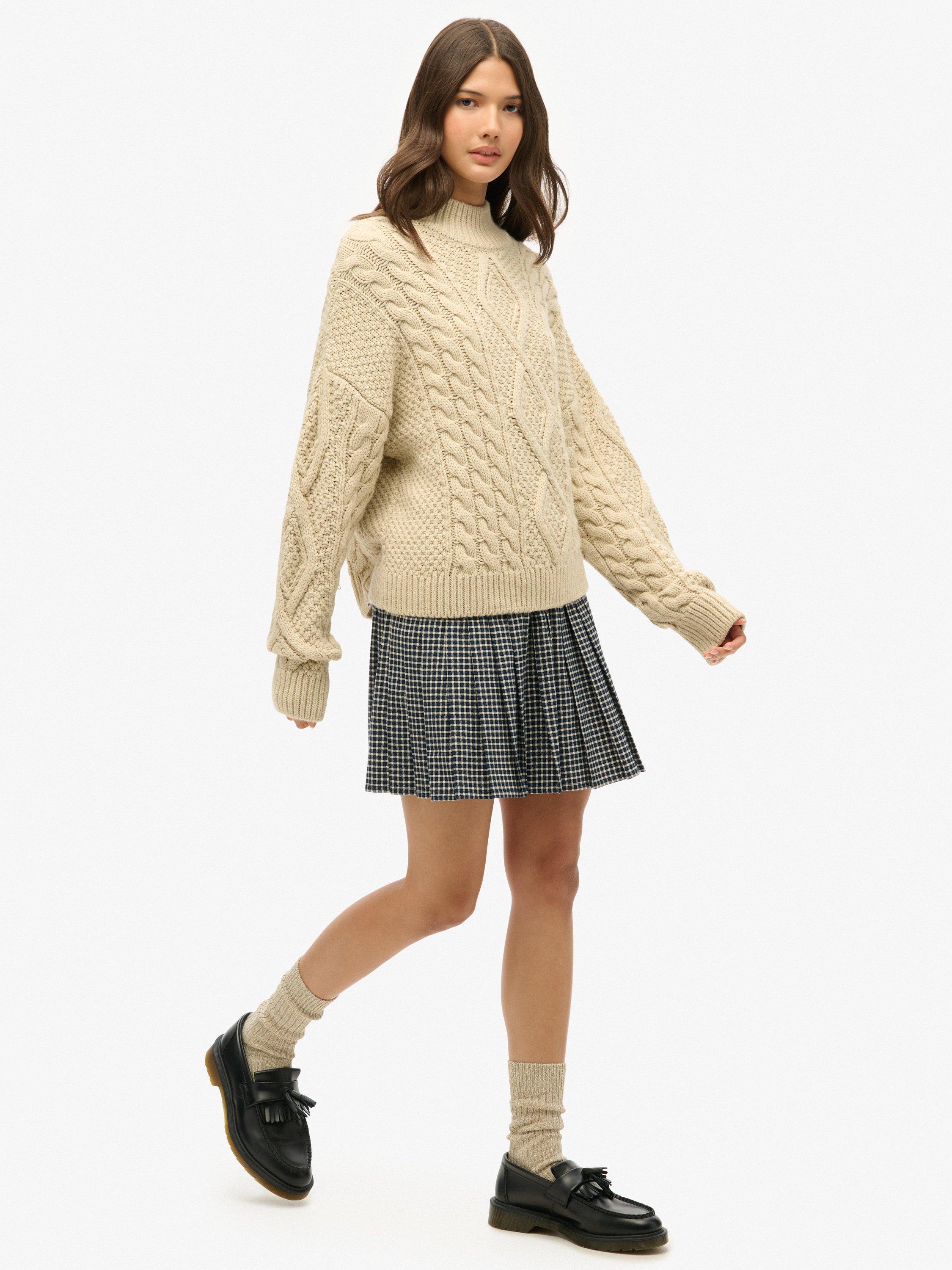 Product image 3 of 7, which shows Superdry Vintage Pleated Mini Skirt, Blue, 10