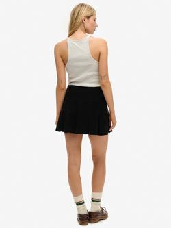 Superdry Corduroy Pleated Mini Skirt, Bison Black - view 2, Bison Black