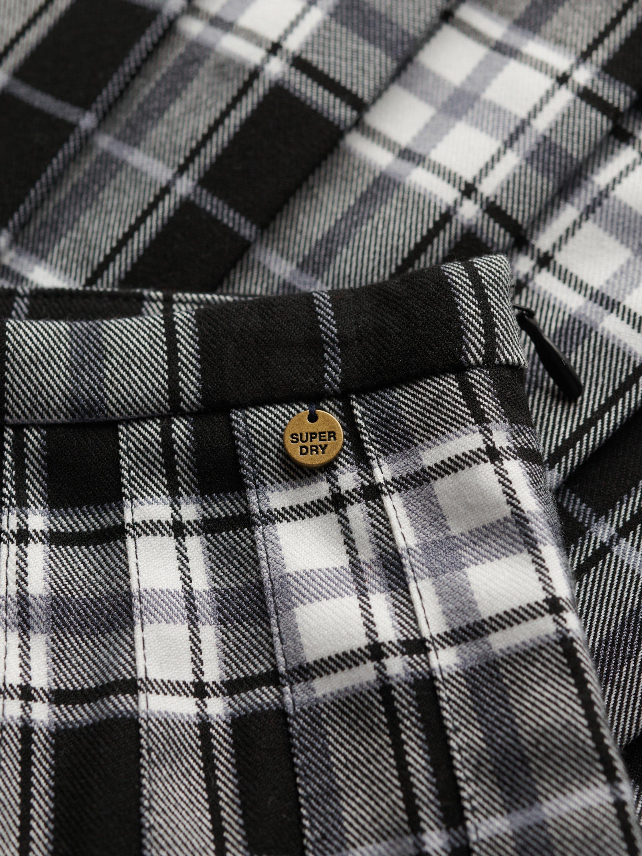 Product image 6 of 6, which shows Superdry Checked Pleated Mini Skirt, Black/White, 10