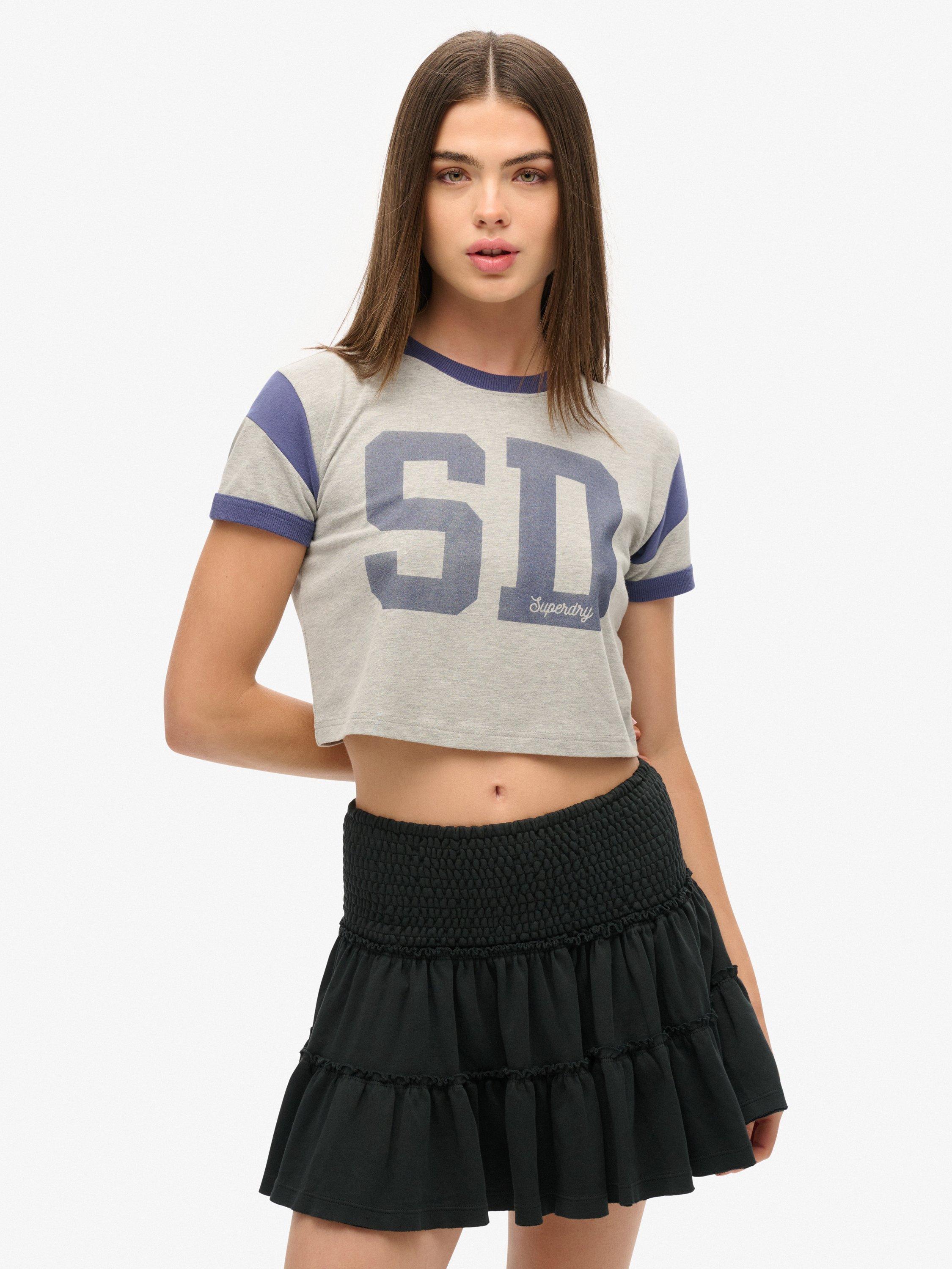 Product image 1 of 6, which shows Superdry Tiered Jersey Mini Skirt, Black, 10