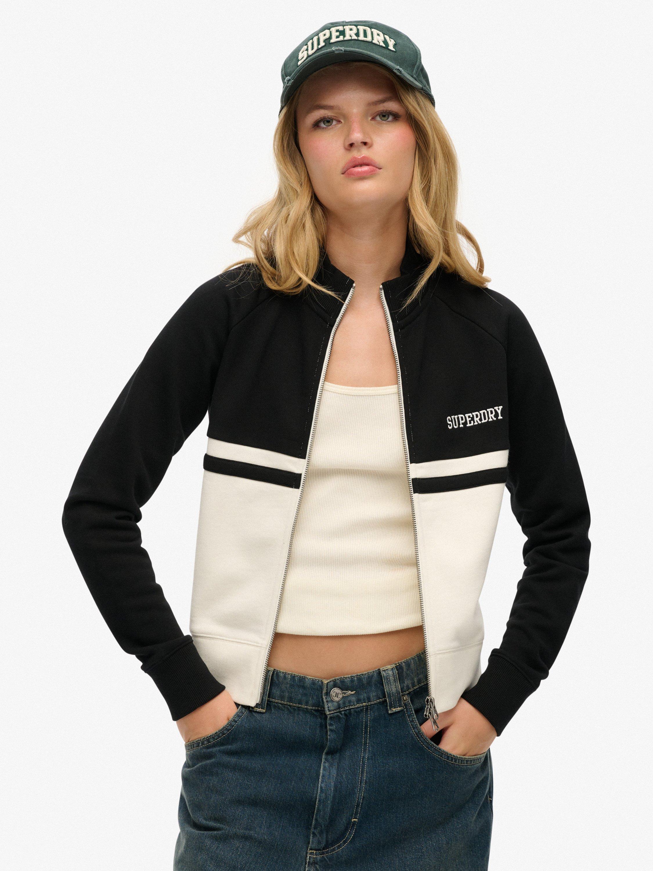 Product image 1 of 5, which shows Superdry Athletic Essentials Zip Through Track Top, Black, 10