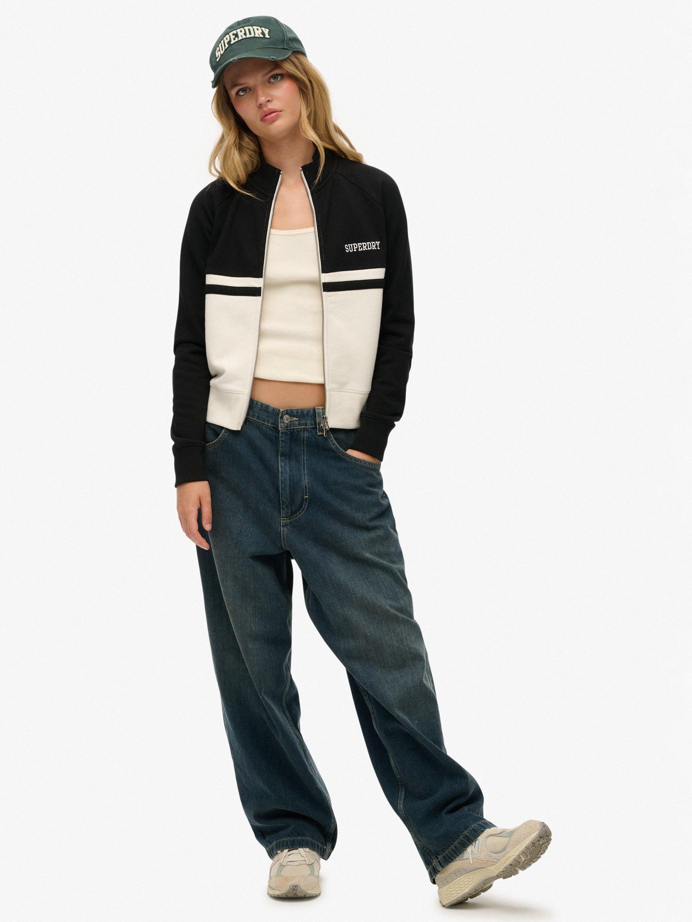 Product image 3 of 5, which shows Superdry Athletic Essentials Zip Through Track Top, Black, 10