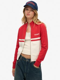 Superdry Athletic Essentials Zip Through Track Top, Varsity Red, Varsity Red