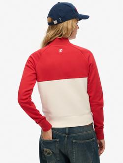 Superdry Athletic Essentials Zip Through Track Top, Varsity Red - view 2, Varsity Red