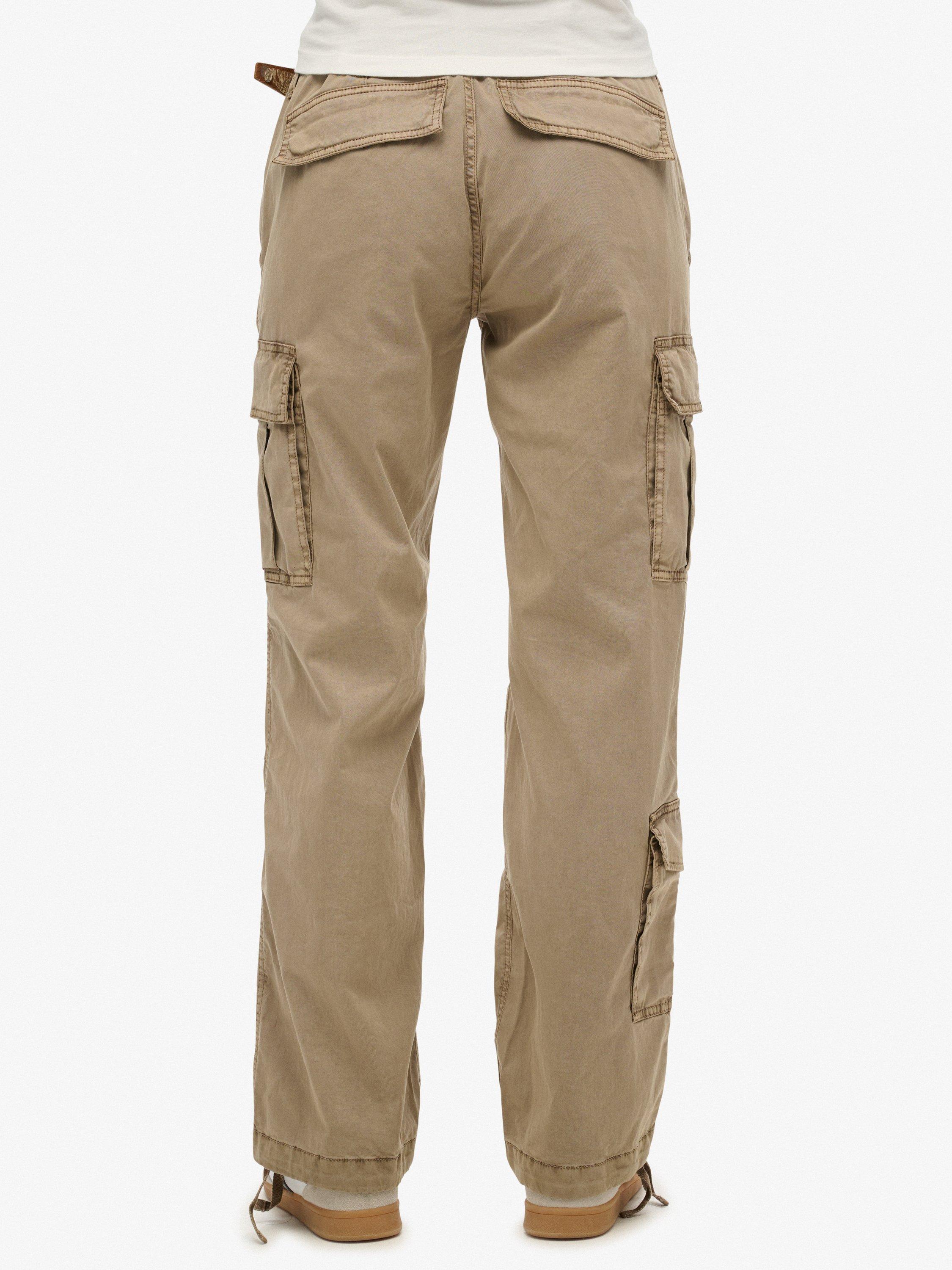 Product image 4 of 8, which shows Superdry Straight Fit Cargo Trousers, Deep Beige Slub, 26