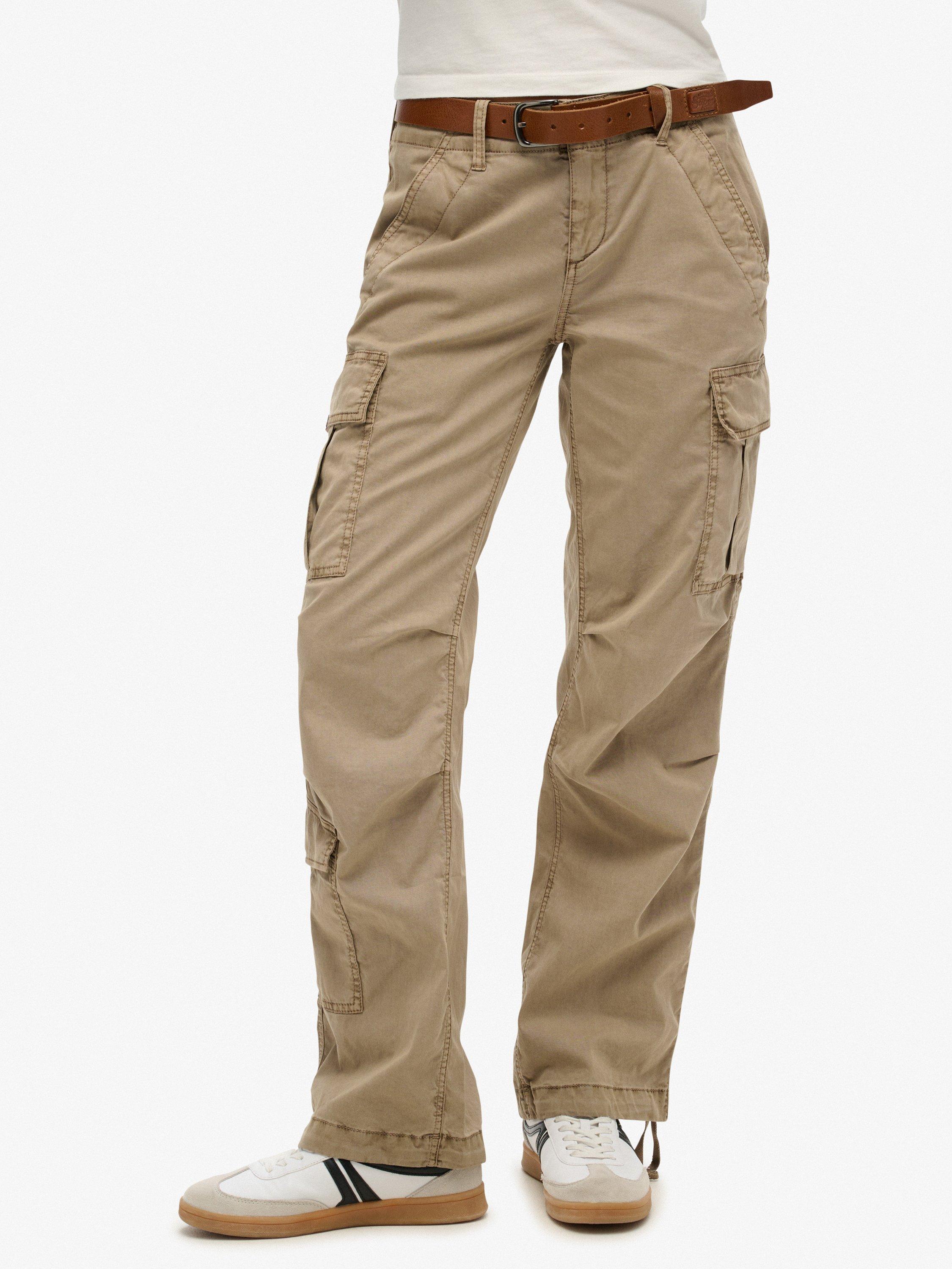 Product image 5 of 8, which shows Superdry Straight Fit Cargo Trousers, Deep Beige Slub, 26