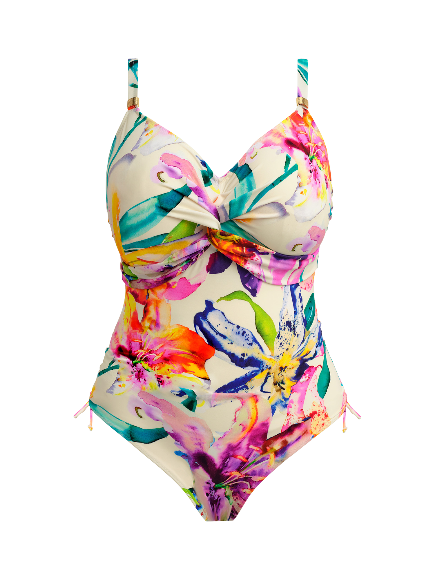 Product image 5 of 6, which shows Fantasie Iguazu Falls Twist Front Underwired Swimsuit, Multi, 34D