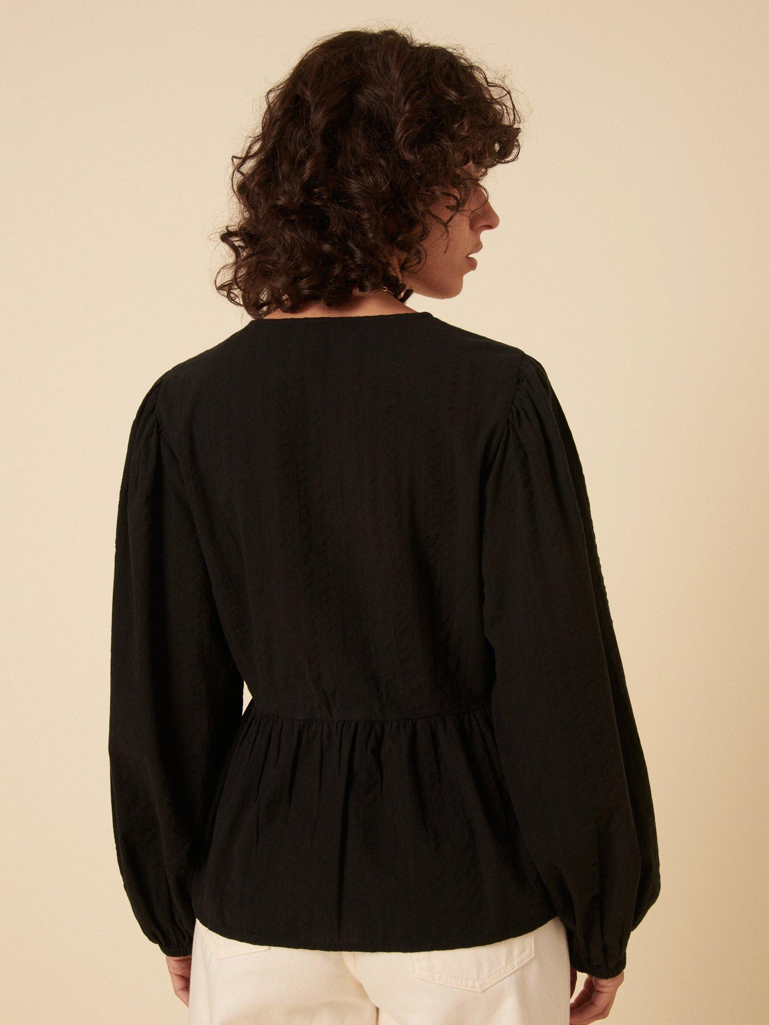 Product image 4 of 4, which shows Nobody's Child Ria Peplum Hem Top, Black, 10
