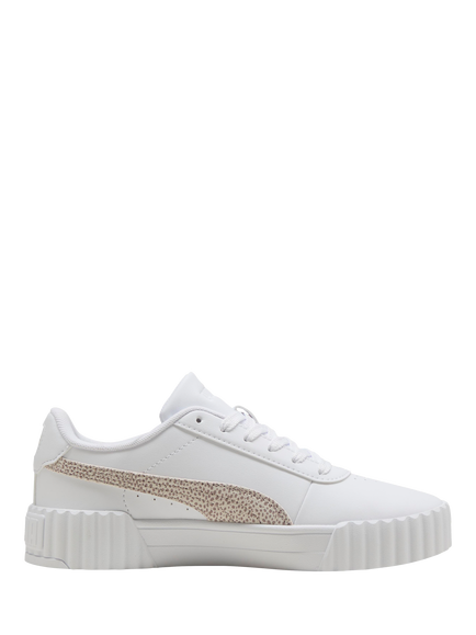 PUMA Carina 3.0 Leather Lace Up Trainers, White/Frosted Ivory, White/Frosted Ivory
