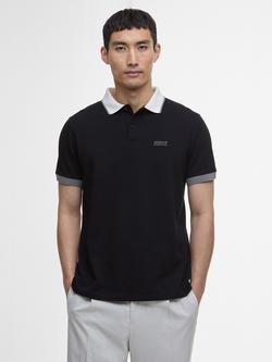 Barbour International Howall Cotton Regular Fit Short Sleeve Polo Shirt, Black, Black