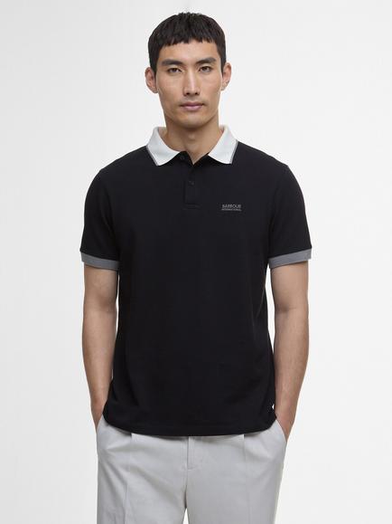 Barbour International Howall Cotton Regular Fit Short Sleeve Polo Shirt, Black, Black