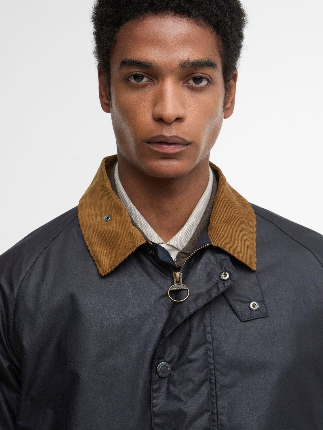 Product image 5 of 7, which shows Barbour Beadle Waxed Cotton Jacket, Navy/Highland, S