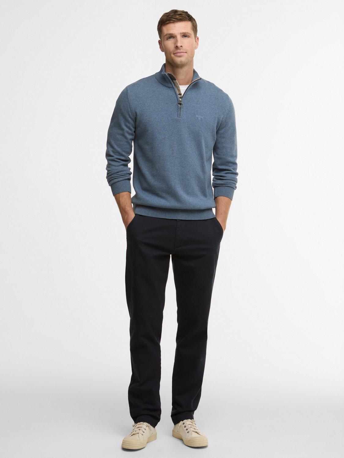 Product image 3 of 5, which shows Barbour Cotton Half-Zip Jumper, Dusk Blue, S