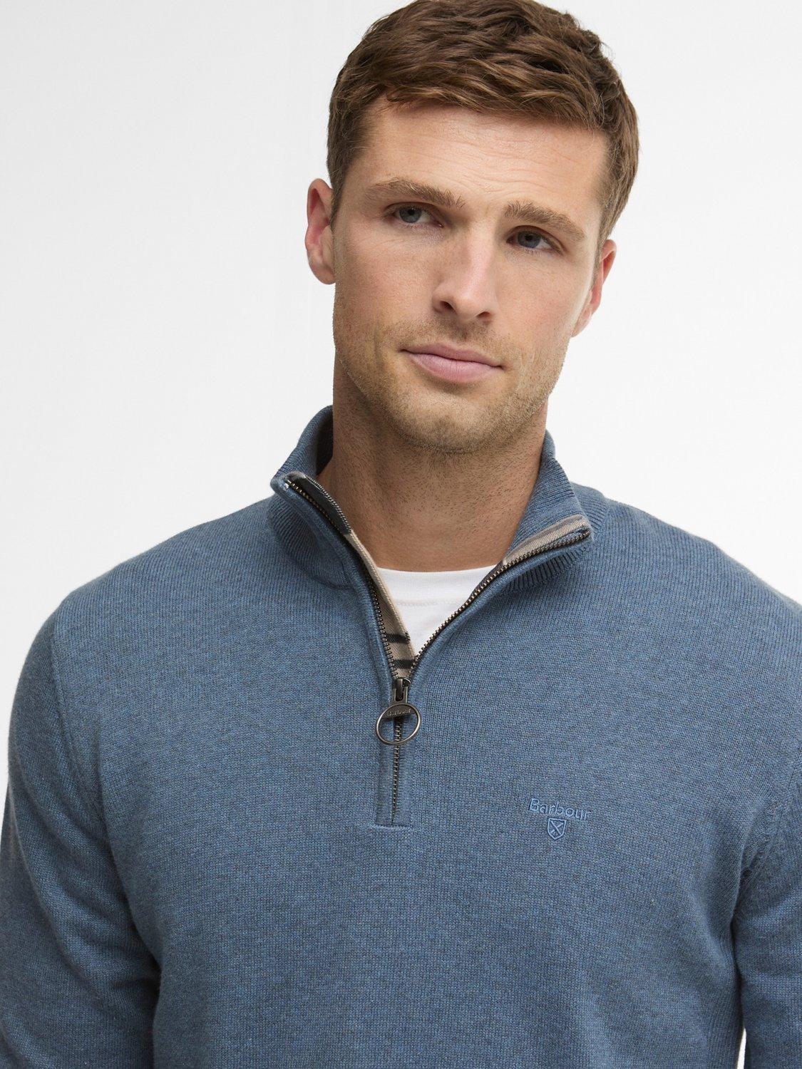 Product image 5 of 5, which shows Barbour Cotton Half-Zip Jumper, Dusk Blue, S