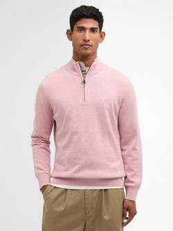 Barbour Cotton Half-Zip Jumper, Pink, Pink
