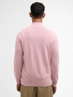 Barbour Cotton Half-Zip Jumper, Pink - view 2, Pink