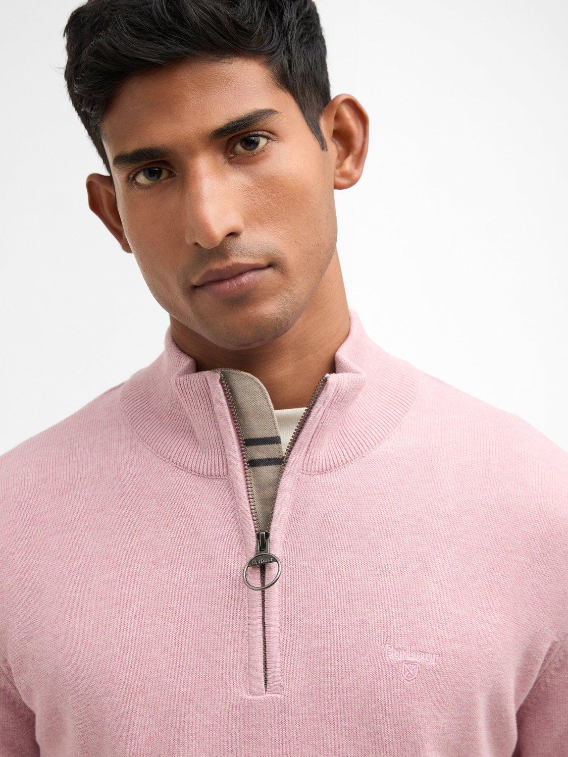 Product image 5 of 5, which shows Barbour Cotton Half-Zip Jumper, Pink, S