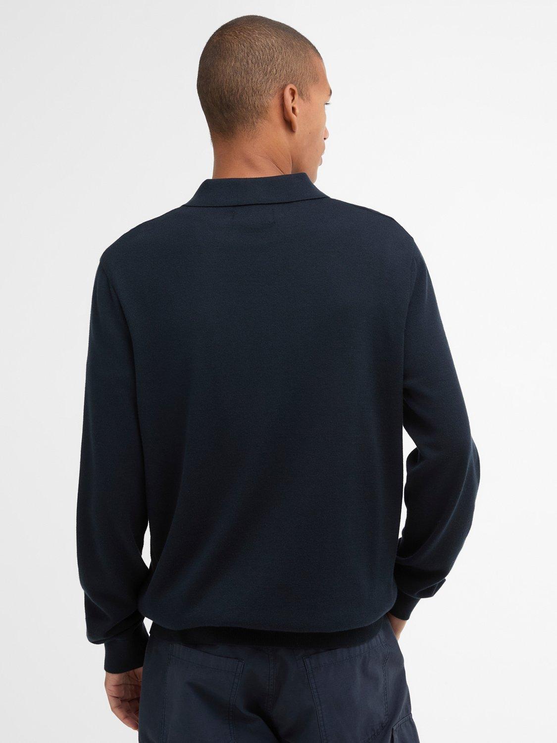 Product image 2 of 5, which shows Barbour Pima Cotton Knit Polo Shirt, Navy, S