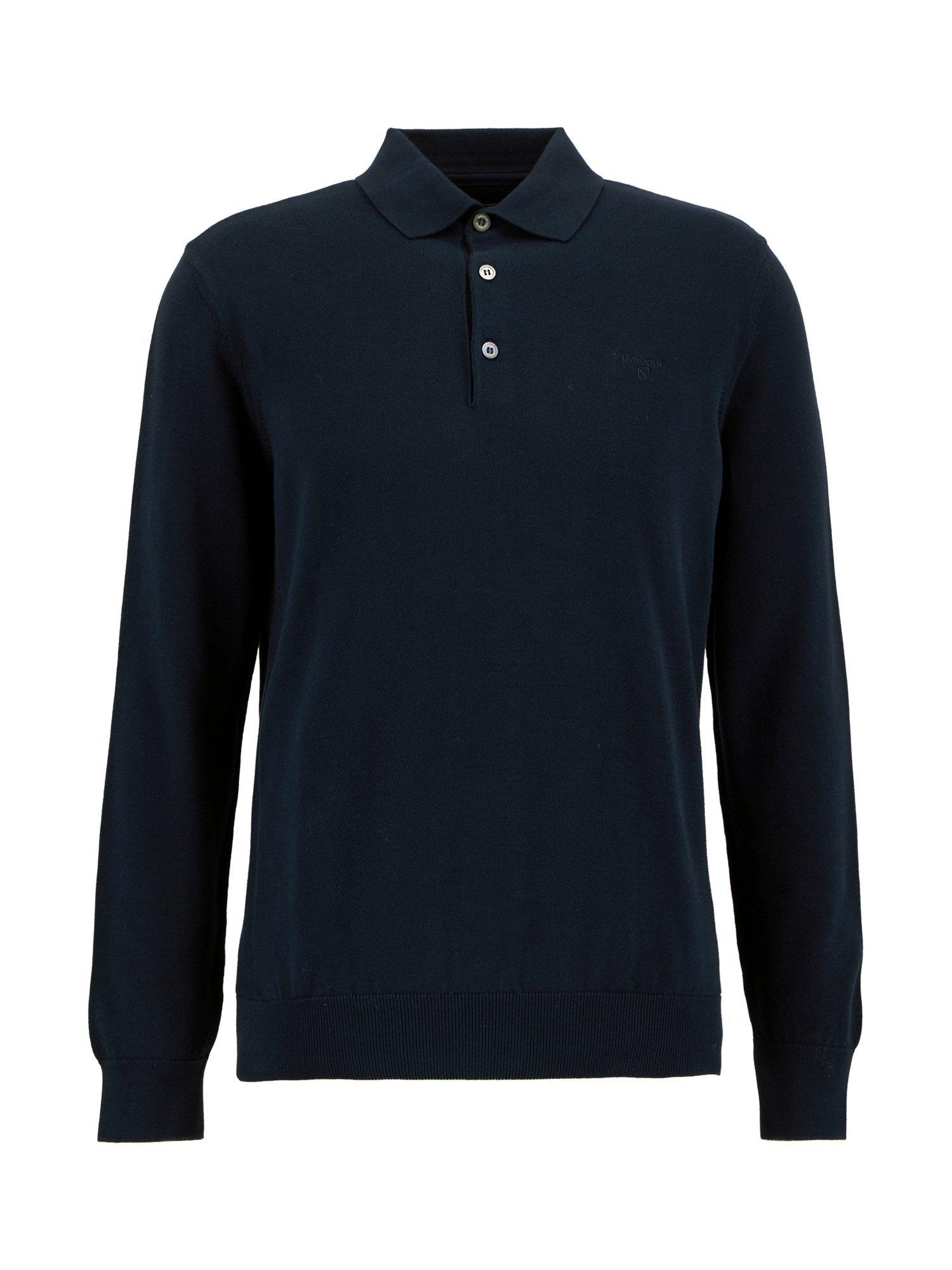 Product image 4 of 5, which shows Barbour Pima Cotton Knit Polo Shirt, Navy, S