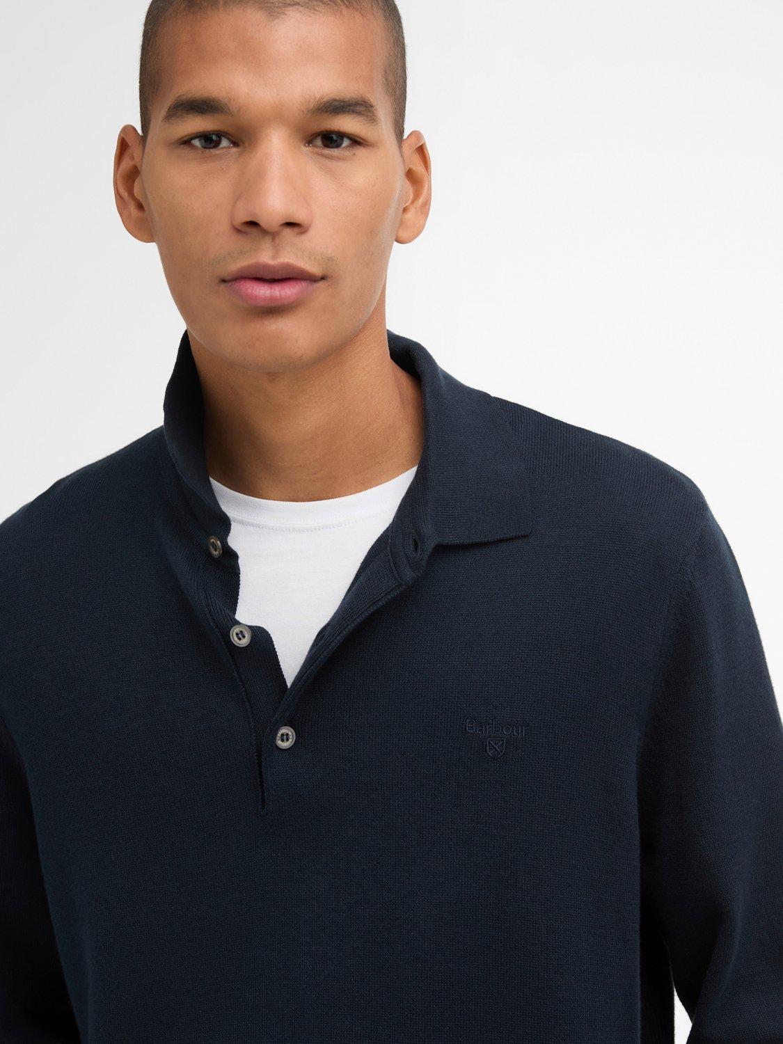 Product image 5 of 5, which shows Barbour Pima Cotton Knit Polo Shirt, Navy, S