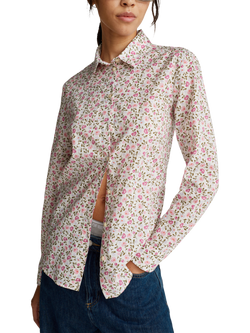 Benetton Floral Long Sleeve Shirt, Cream, Cream