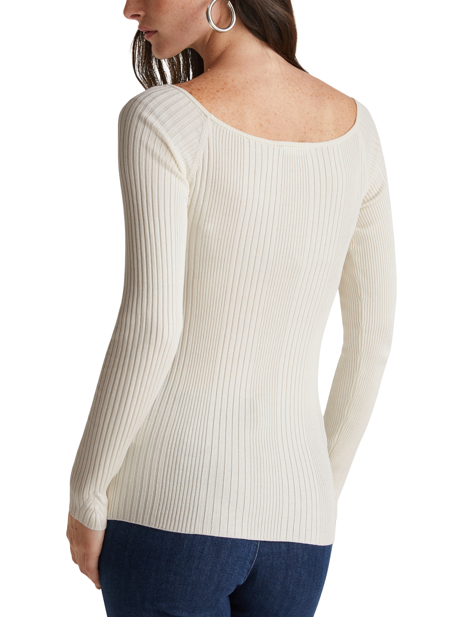 Product image 2 of 5, which shows Benetton Boat Neck Jumper, White, S