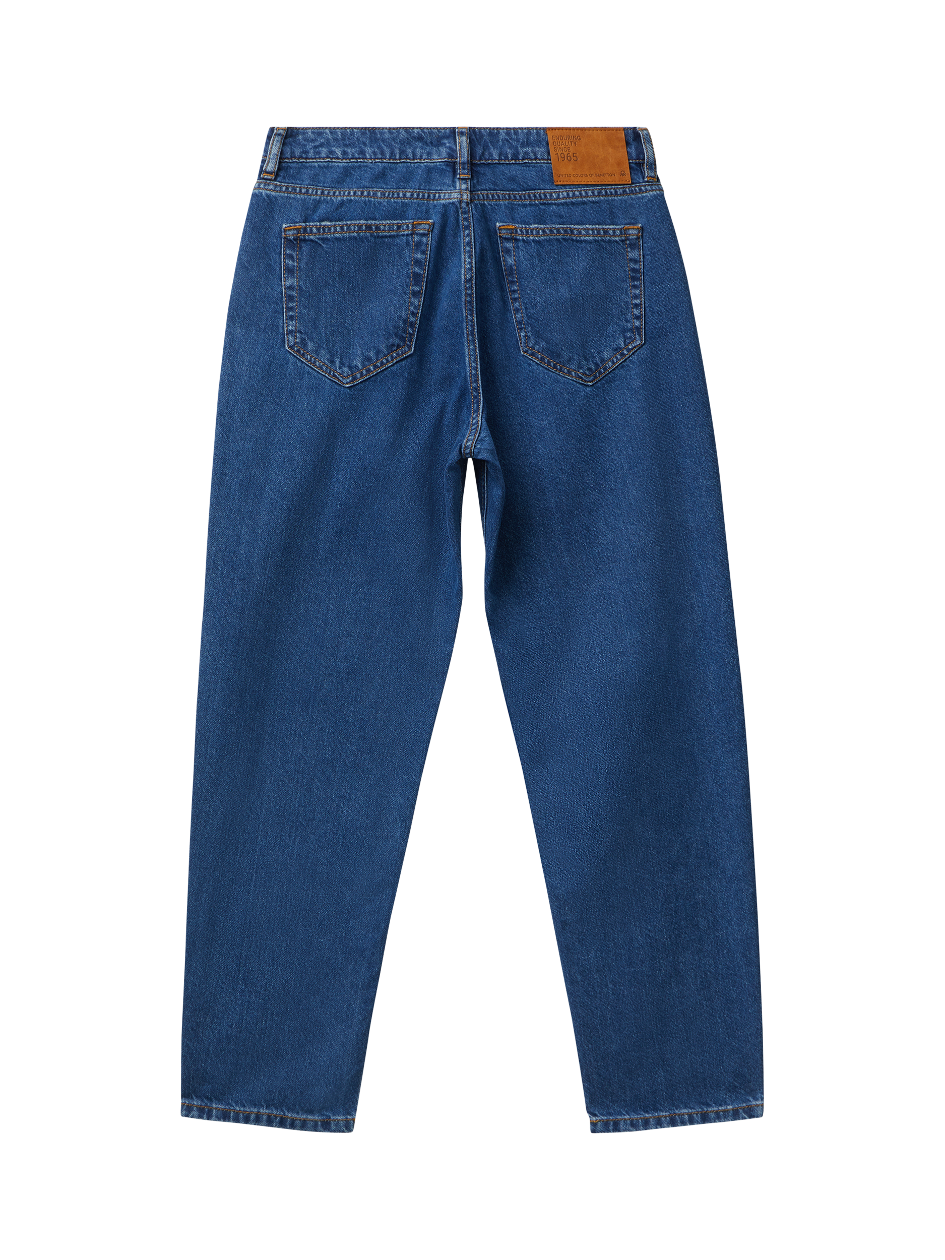 Product image 5 of 5, which shows Benetton Mid Rise Mom Fit Jeans, Mid Blue, 26S