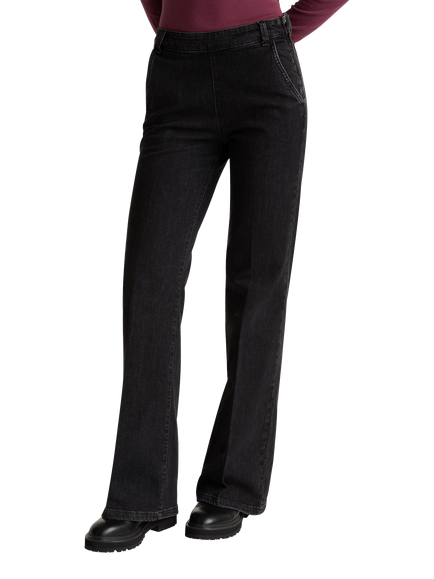 Benetton Mid Weight Stretch Flared Jeans, Black, Black