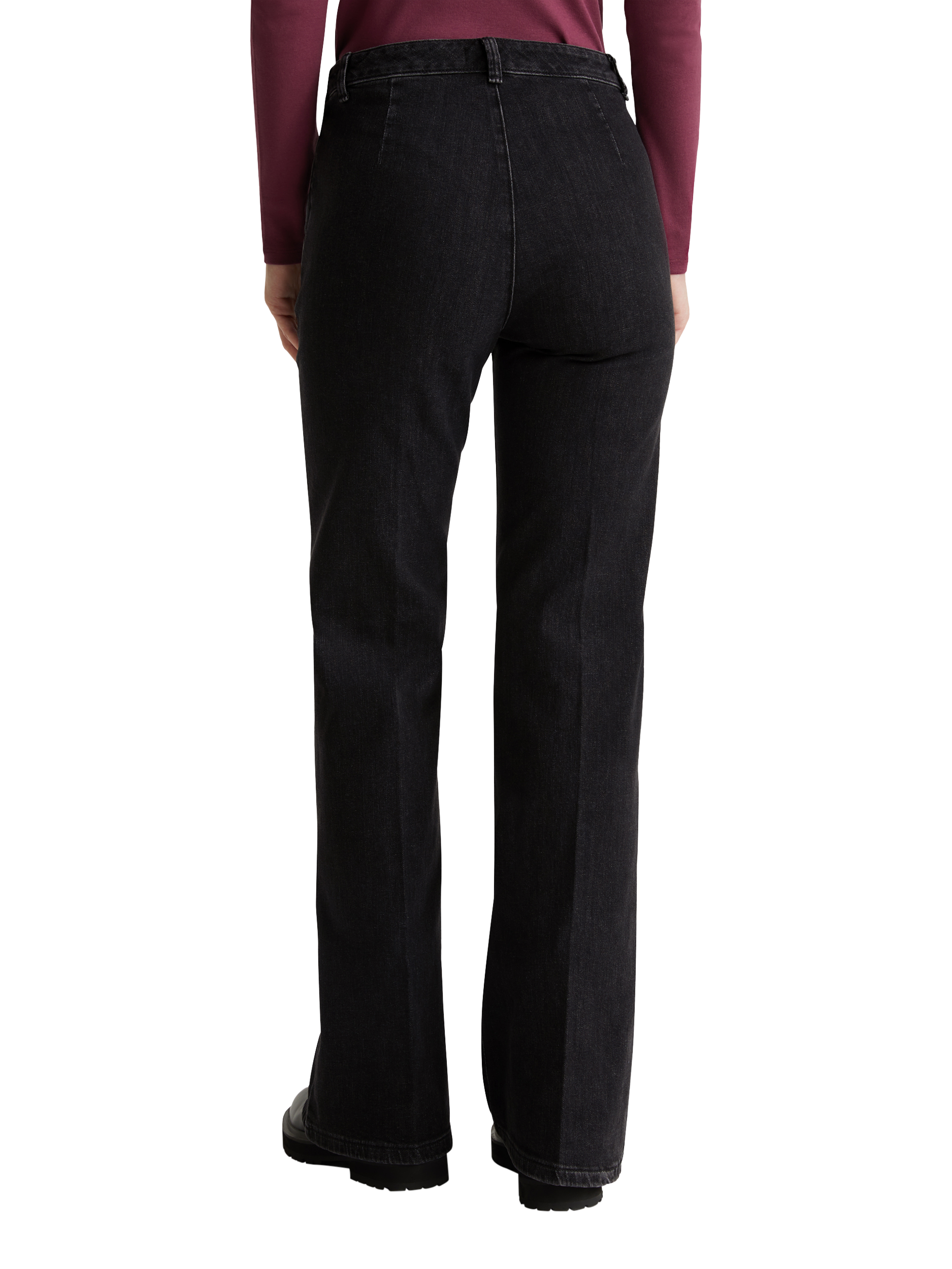 Product image 2 of 4, which shows Benetton Mid Weight Stretch Flared Jeans, Black, 6