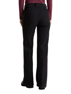 Benetton Mid Weight Stretch Flared Jeans, Black - view 2, Black